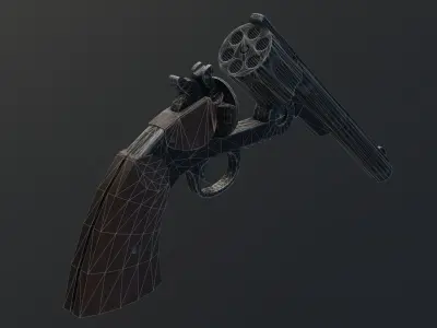 Schofield Revolver GameReady Rigged Animated Low-poly 3D model