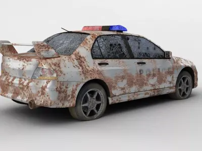 Destroyed Police Car 3D model