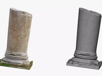 Medieval Stone Column Piece 03 RAW SCAN 3D model