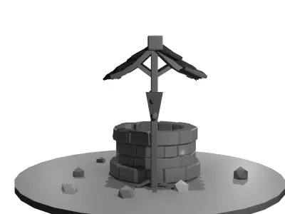 Low Poly Water Well Stylized Game Asset Cartoon Environment Prop Free low-poly 3D model