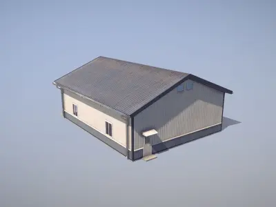 Airfield Hangar 12m Vr2 DARK Low-poly 3D model