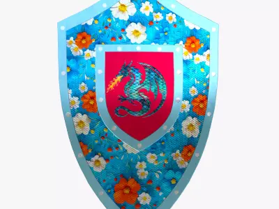 Stylized Fantasy Dragon Shield Low Poly PBR 3D Model Low-poly 3D model