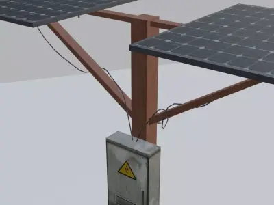 Wood solar panel 3d Low-poly 3D model