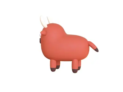 Low-Poly Bull Animated - Fun World Animal  Low-poly 3D model