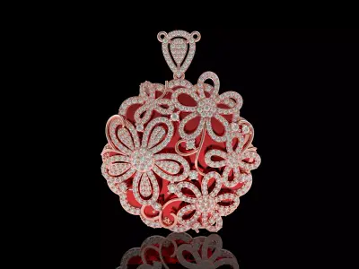 Antique Domed Flower Pendant 3D print model