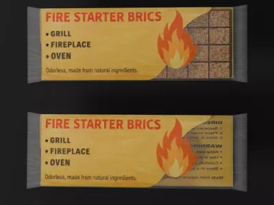 Low Poly Fire Starter Bricks - Game Ready Campfire Fuel Pack Low-poly 3D model