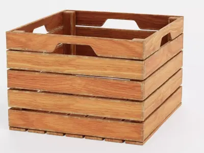 Wooden Box V4 - Open Slatted Storage Crate 3D model