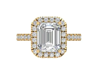 Emerald Art Deco Ring 3D print model 22