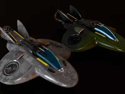 Sci Fi Shooter Spaceship Low-poly 3D model