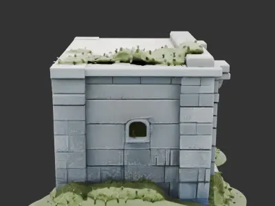 Concrete Military Bunker Entrance Low-poly 3D model