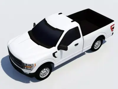 half ton Pickup truck regular cab low poly static Low-poly 3D model
