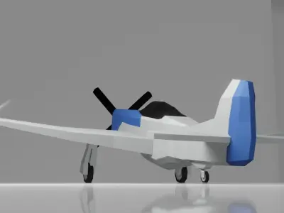 P-51D Mustang Low-poly 3D model