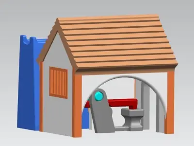 Waterwheel machine tool with gears and wheels 3D model