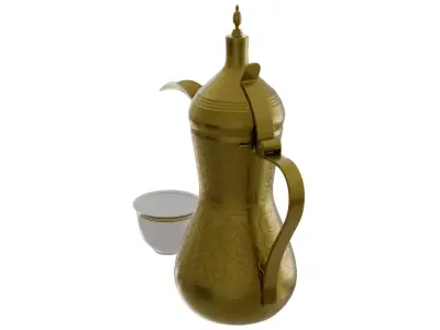 Ramadan - Islamic Coffee Pot -Dallah- with Porcelain Cup 3D model