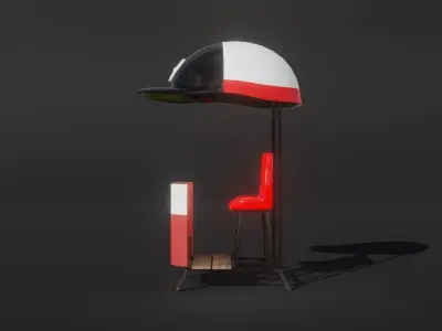 Police booth 3D model Low-poly 3D model