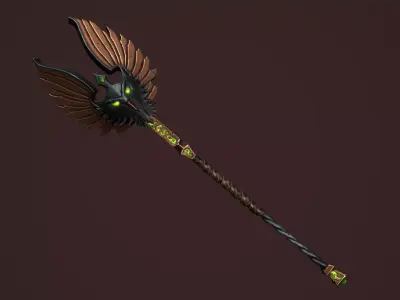 Rune staff Low-poly 3D model