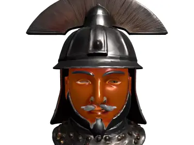 Ancient Eastern Warrior Bust Model Low-poly 3D model