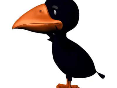 Crow cartoon Low-poly 3D model