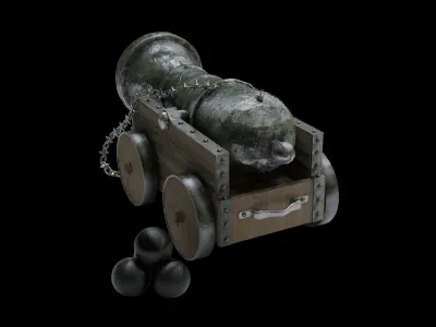 3D Old Vessel Cannon  3D model
