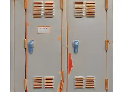 Weathered Industrial Metal Storage Locker Low-poly 3D model