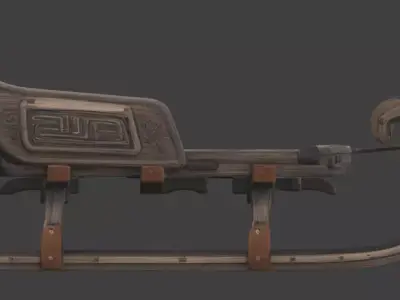 Viking Wooden Sled 3D Model v02 Low-poly 3D model