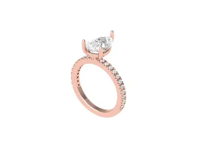 Pear Solitaire Ring 3D print model 4