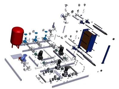Plate heat exchanger unit 3D model