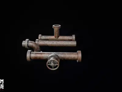 Industrial Pipe Low-poly 3D model