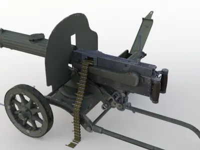 Maxim  machine gun Low-poly 3D model