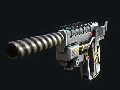 Sci-Fi Pistol Low-poly 3D model 7