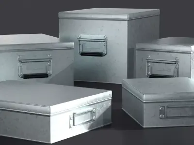 Galvanized Iron Box 001 002 Bundle 3D Model Pack