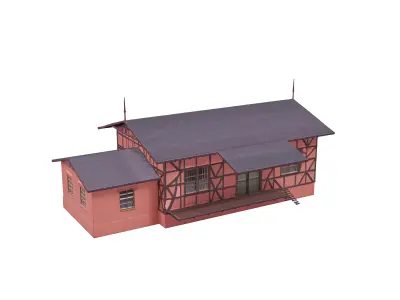 TimberFramed Train Station 3D model