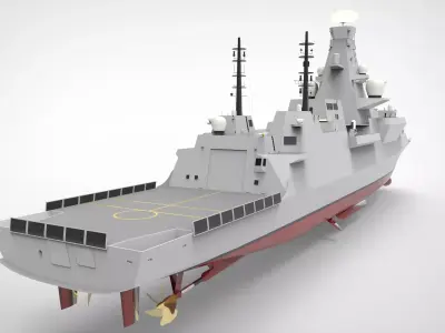 Frigate Type 0 Low-poly 3D model