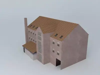 European Style Post Office Building Low-poly 3D model
