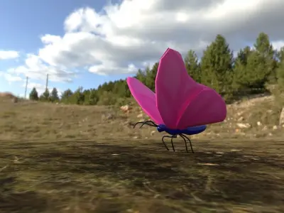 Rigged butterfly cartoon style Low-poly 3D model