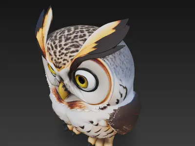 Owl Realistic 3D Model - Low Poly Realistic Low-poly 3D model