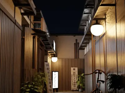 Japanese street scene 3D model