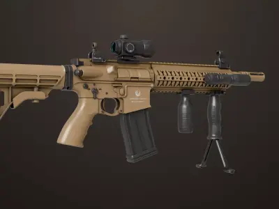 Machine Gun 17 Sandal All PBR Unity UE Textures Low-poly 3D model