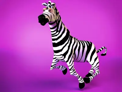 Zebra cute cartoon style 3D model