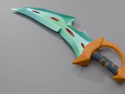 Stylized Emerald sword High poly 3D model