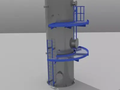Industrial Equipment Vessels Skid Crane and Piping 3D model