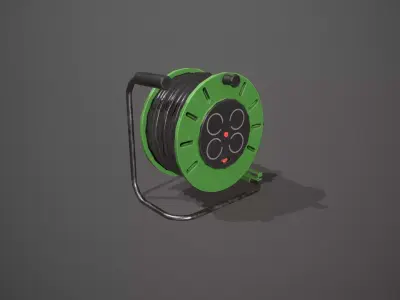 Black and Green Extension Cable Low-poly 3D model