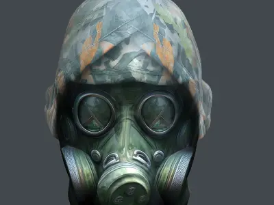Gas mask helmet 3d model military combat fantasy cyborg Low-poly Low-poly 3D model
