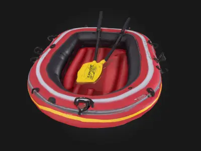 Inflatable Boat with Oars  Lightweight and Ready for Adventure 3D model