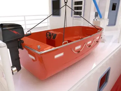 fast rescue boat Low-poly 3D model