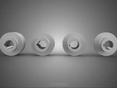 COLLECTION STANDARD PULLEY SHEAVE TRACK WHEEL DRIVE MULTI GROOVE 3D model