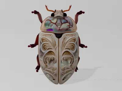 Engraved Iridescent Beetle 3D Model 3D model