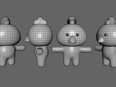 Chubby Chicken Animated for Games Low-poly 3D model
