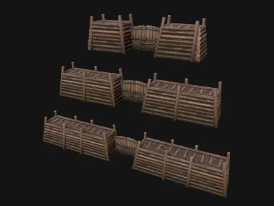 Castle Gate Chinese Japanese  Low-poly 3D model