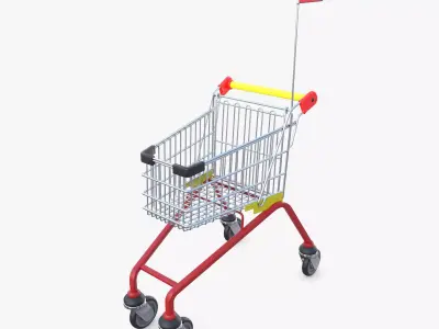 Kid shopping cart v1 Low-poly 3D model